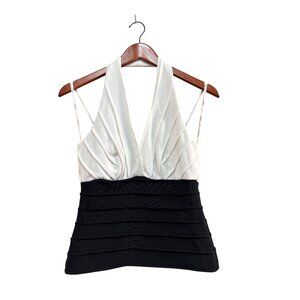 Cachet Womens Halter Top Size S Polyester/Spandex Black & White